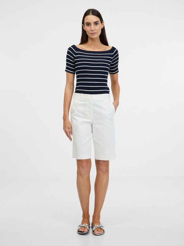 Orsay Dunkelblaues Damen-T-Shirt mit Dreiviertel-Ärmeln ORSAY