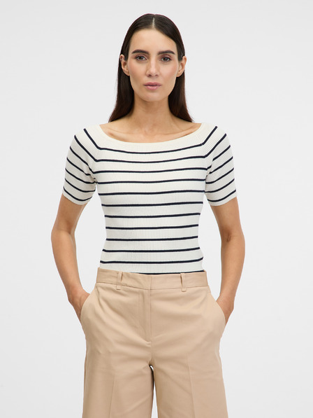 Orsay Cremefarbenes Damen-T-Shirt mit Dreiviertel-Ärmeln ORSAY
