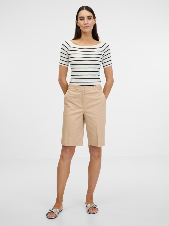 Orsay Cremefarbenes Damen-T-Shirt mit Dreiviertel-Ärmeln ORSAY