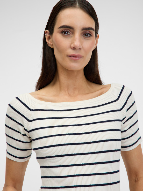 Orsay Cremefarbenes Damen-T-Shirt mit Dreiviertel-Ärmeln ORSAY