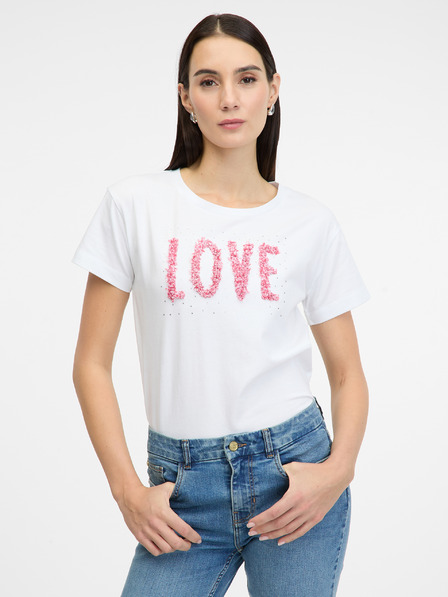 Orsay Weißes Damen-T-Shirt mit kurzen Ärmeln ORSAY