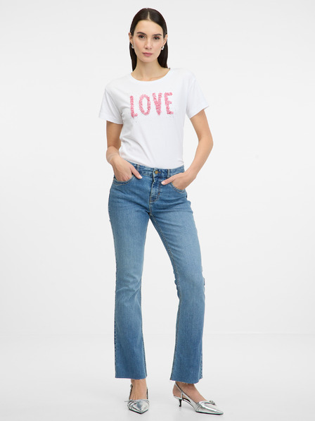 Orsay Weißes Damen-T-Shirt mit kurzen Ärmeln ORSAY