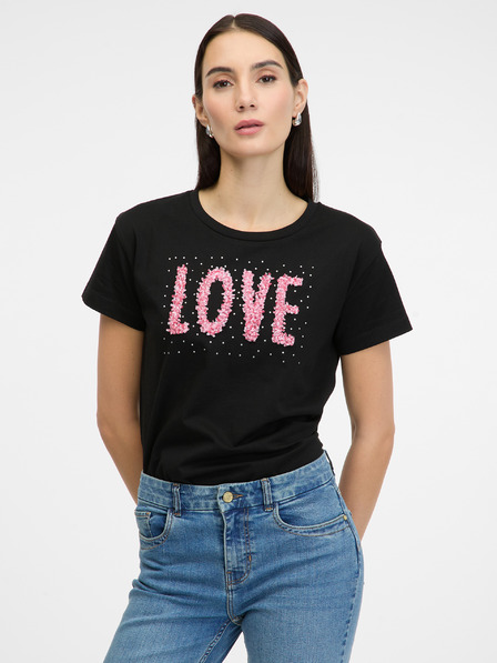 Orsay Schwarzes Damen-T-Shirt mit kurzen Ärmeln ORSAY
