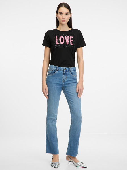 Orsay Schwarzes Damen-T-Shirt mit kurzen Ärmeln ORSAY