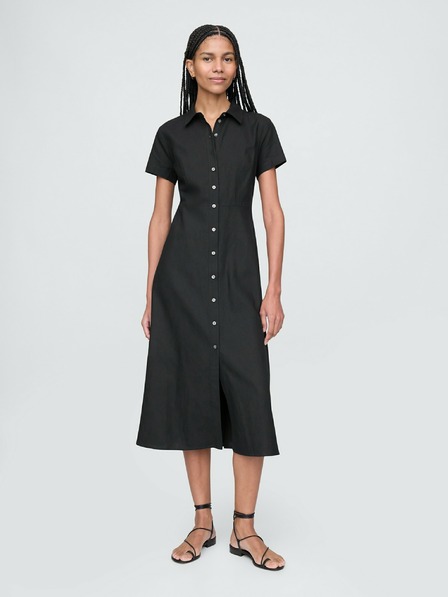 GAP Damen Leinen-Hemdkleid in Maxi-Länge GAP