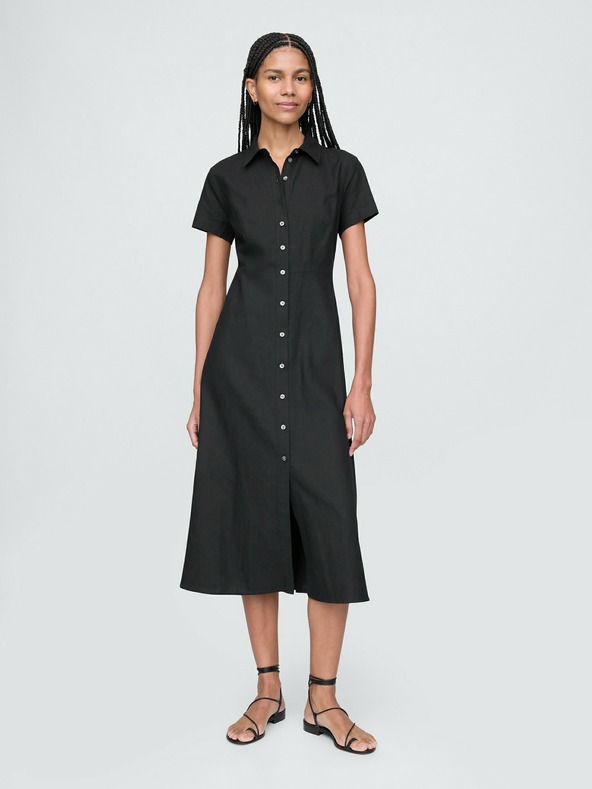 GAP Damen Leinen-Hemdkleid in Maxi-Länge GAP