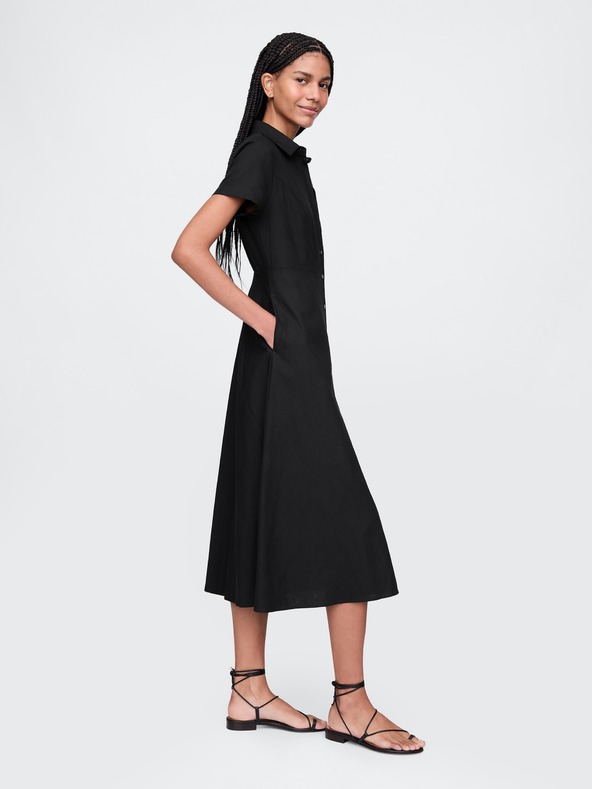 GAP Damen Leinen-Hemdkleid in Maxi-Länge GAP