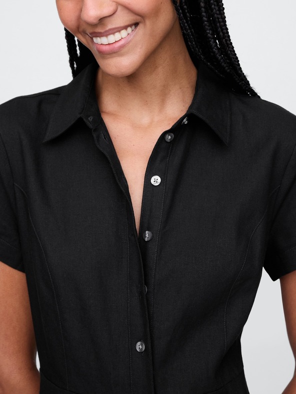 GAP Damen Leinen-Hemdkleid in Maxi-Länge GAP