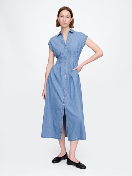 GAP Damen Maxikleid aus Denim im Hemdblusenstil Americana GAP