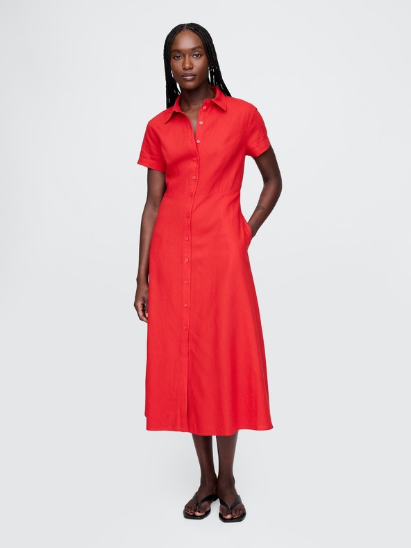 GAP Damen Leinen-Hemdkleid in Maxi-Länge GAP