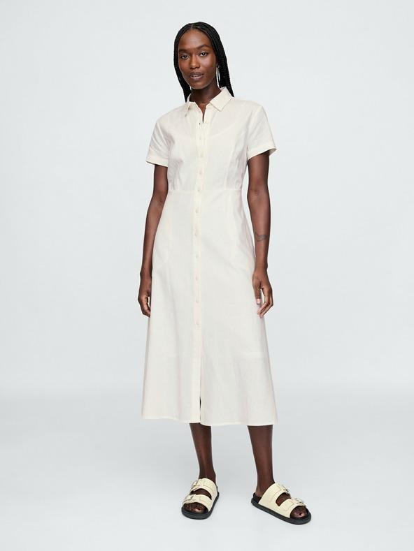 GAP Damen Leinen-Hemdkleid in Maxi-Länge GAP