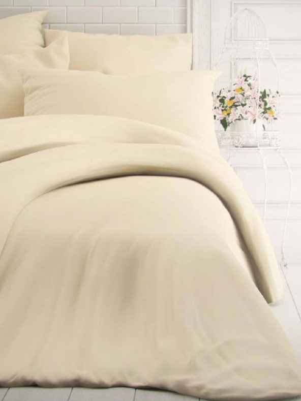 Kvalitex Französische Uni-Baumwollbettwäsche 220x200, 70x90cm off-white