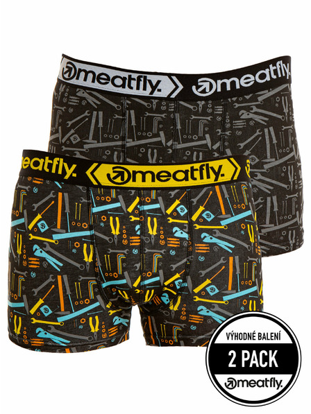 Meatfly Meatfly Herren Boxershorts Balboa Doppelpack Tools | Schwarz | Größe