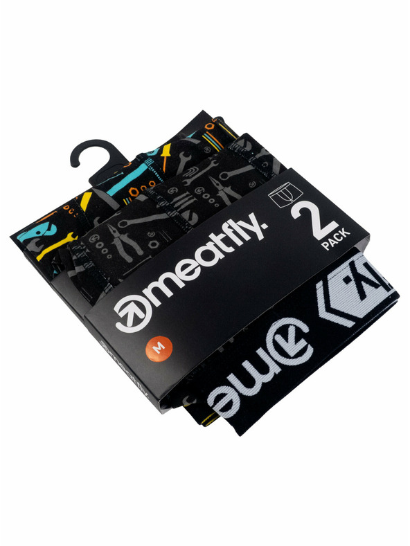 Meatfly Meatfly Herren Boxershorts Balboa Doppelpack Tools | Schwarz | Größe