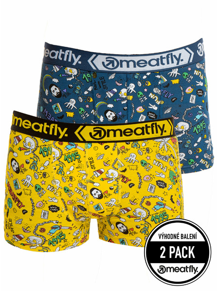 Meatfly Meatfly Herren Boxershorts Balboa Doppelpack Jamm | Gelb | Größe