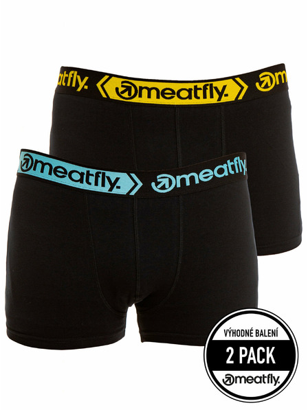 Meatfly Meatfly Herren Boxershorts Balboa Doppelpack Schwarz | Schwarz | Größe
