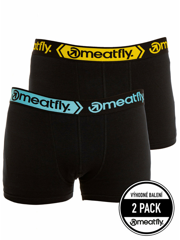 Meatfly Meatfly Herren Boxershorts Balboa Doppelpack Schwarz | Schwarz | Größe