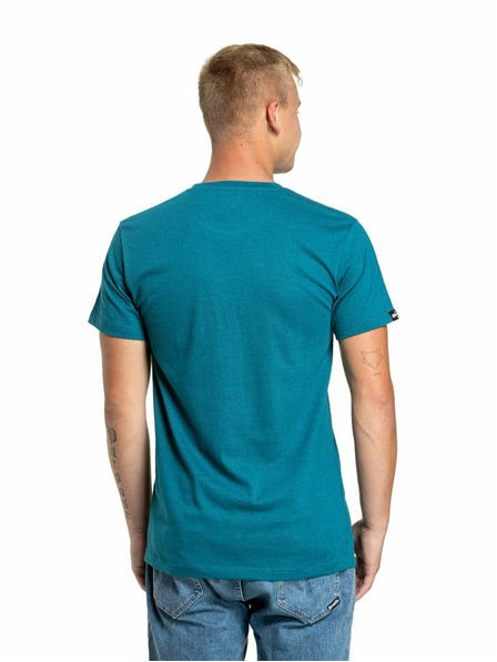 Meatfly Meatfly Herren T-Shirt Striped Logo Petrol Heather | Blau | Größe