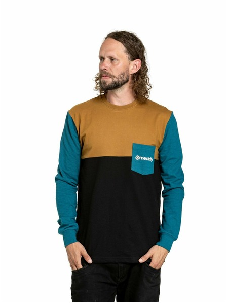 Meatfly Meatfly Herren Langarm-T-Shirt Harvey Petrol Meliert/Gold Braun | Blau | Größe