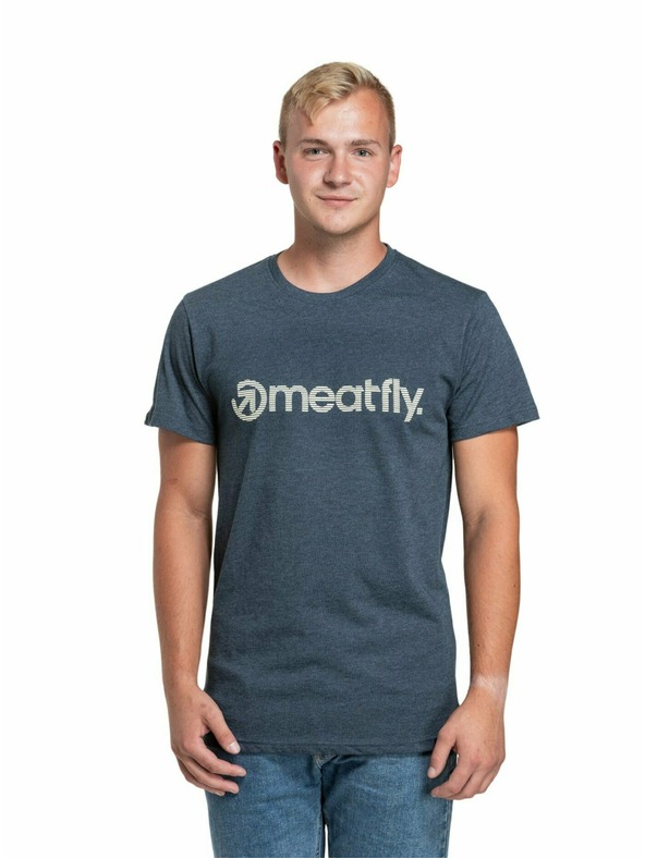 Meatfly Meatfly Herren T-Shirt Striped Logo Navy Meliert | Blau | Größe