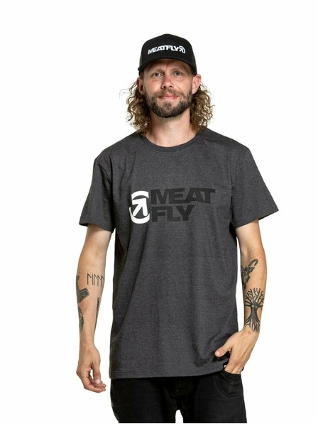Meatfly Meatfly Herren T-Shirt Revital Schwarz/Charcoal Meliert | Schwarz | Größe