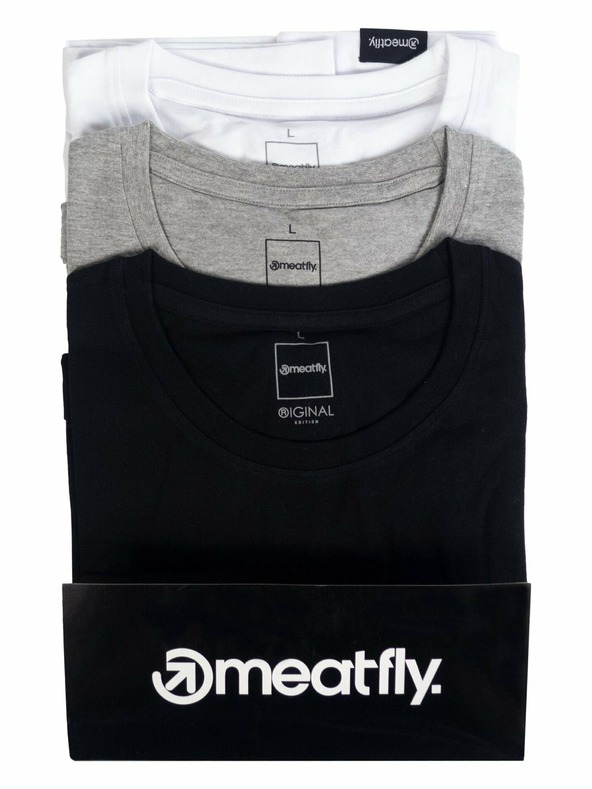 Meatfly Meatfly Herren T-Shirt Set MF Logo Multipack Schwarz/Grau Meliert/Weiß | Schwarz | Größe