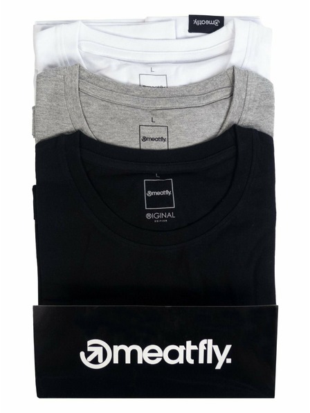 Meatfly Meatfly Herren T-Shirt Set MF Logo Multipack Schwarz/Grau Meliert/Weiß | Schwarz | Größe