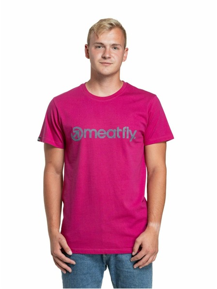 Meatfly Meatfly Herren T-Shirt Striped Logo Magenta | Rosa | Größe S | 100% Baumwolle