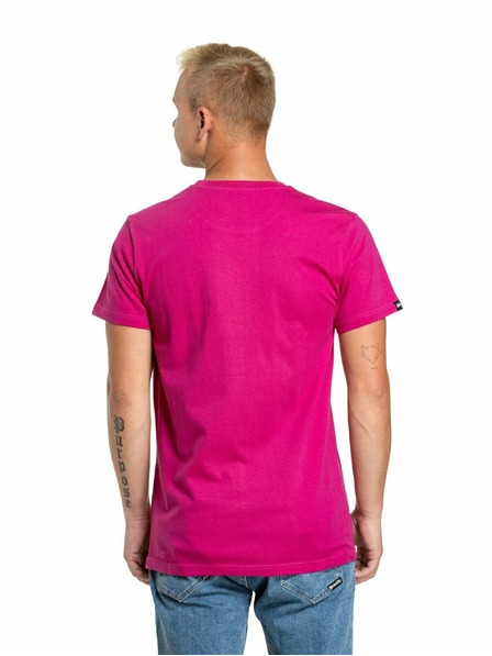 Meatfly Meatfly Herren T-Shirt Striped Logo Magenta | Rosa | Größe S | 100% Baumwolle