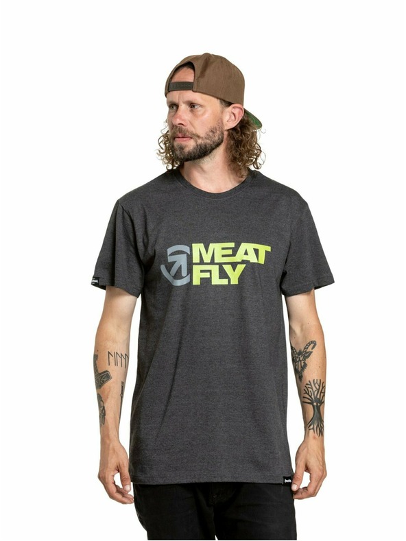 Meatfly Meatfly Herren T-Shirt Revital Lime/Charcoal Meliert | Gelb | Größe