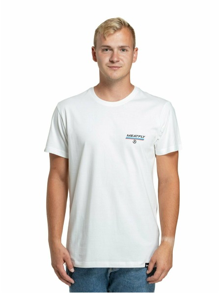 Meatfly Meatfly Herren T-Shirt Racing Spirit White | Weiß | Größe S | 100% Baumwolle
