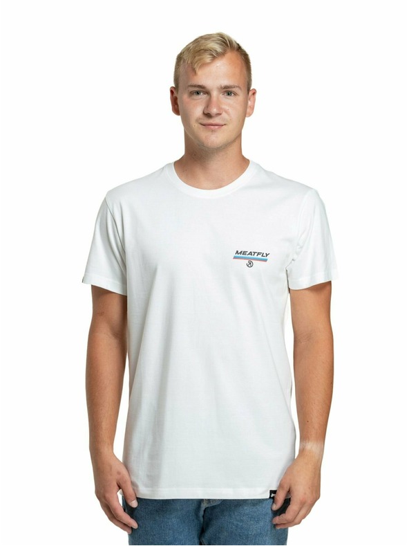 Meatfly Meatfly Herren T-Shirt Racing Spirit White | Weiß | Größe S | 100% Baumwolle