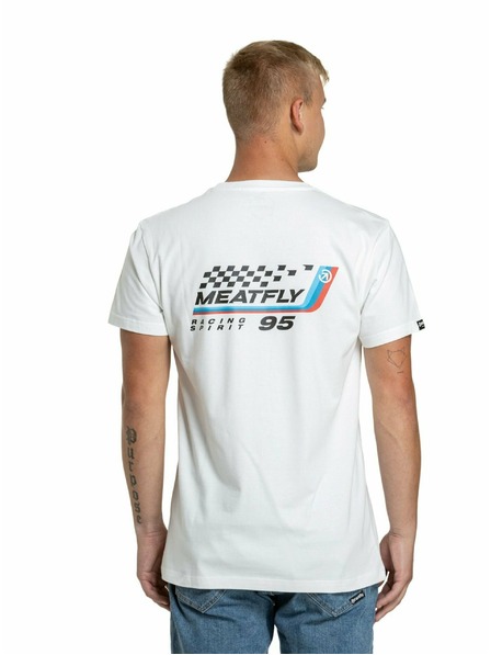 Meatfly Meatfly Herren T-Shirt Racing Spirit White | Weiß | Größe S | 100% Baumwolle