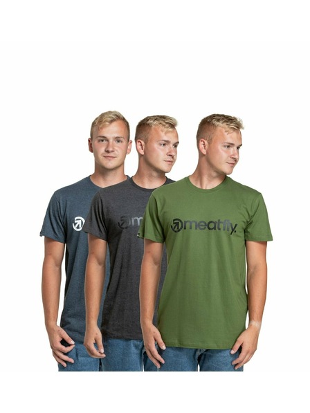Meatfly Meatfly Herren T-Shirt Multipack MF Logo Charcoal Heather/Olive/Navy Heather | Grau