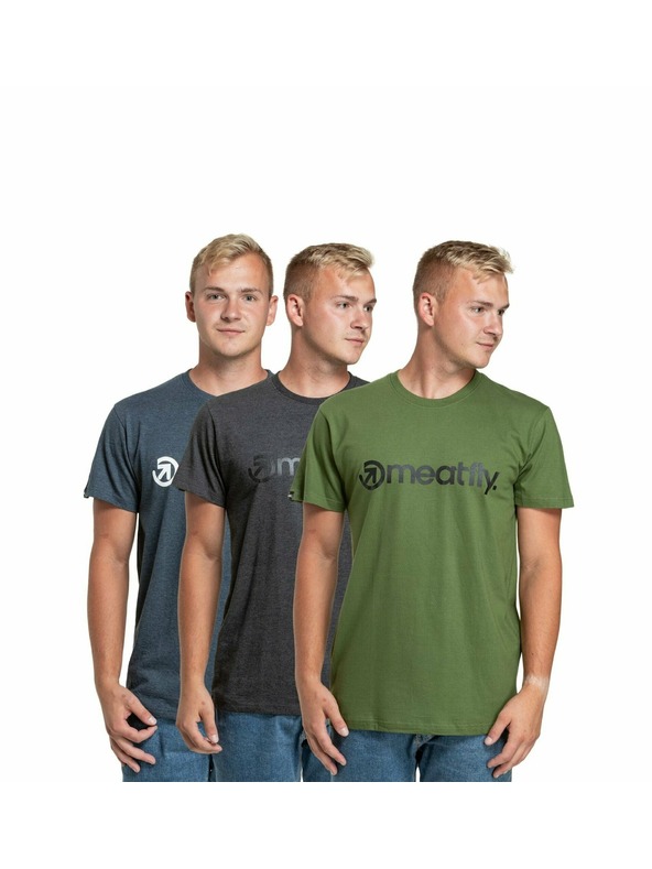 Meatfly Meatfly Herren T-Shirt Multipack MF Logo Charcoal Heather/Olive/Navy Heather | Grau