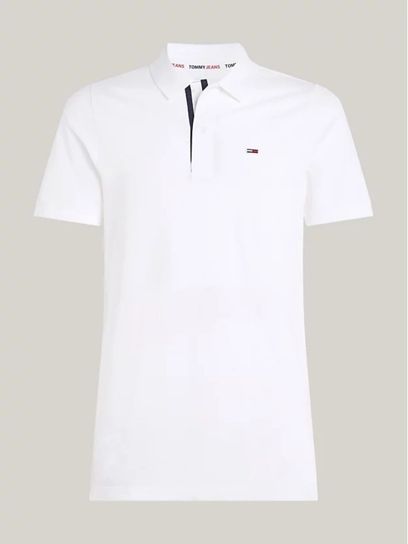 Tommy Jeans Herren weißes Poloshirt Tommy Jeans Pure Organic Slim Fit Polo YBR White