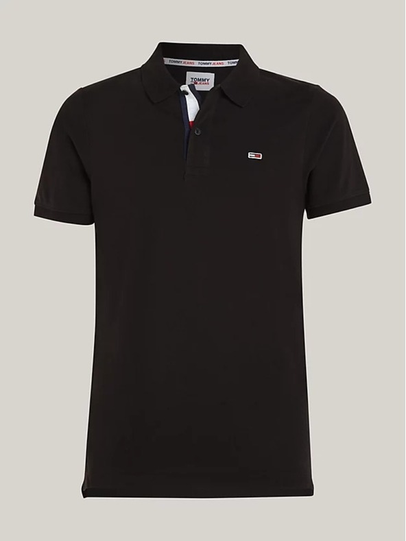 Tommy Jeans Herren schwarzes Poloshirt Tommy Jeans Pure Organic Slim Fit Polo BDS Black