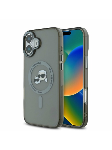 Karl Lagerfeld Karl Lagerfeld IML K&CH Heads Metall Rahmen MagSafe Rückseite Hülle für iPhone 16 Schwarz