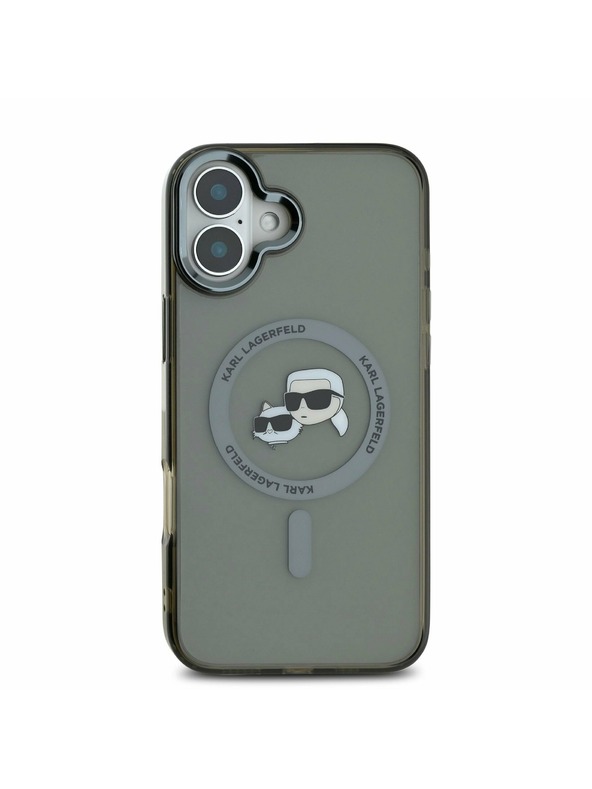 Karl Lagerfeld Karl Lagerfeld IML K&CH Heads Metall Rahmen MagSafe Rückseite Hülle für iPhone 16 Schwarz
