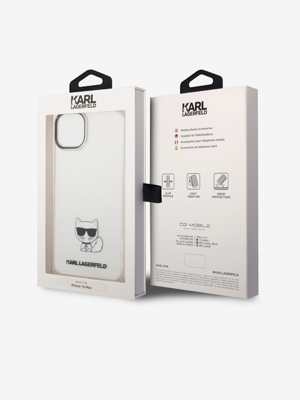 Karl Lagerfeld Karl Lagerfeld Choupette Logo Rückseite Hülle für iPhone 14 Plus Transparent