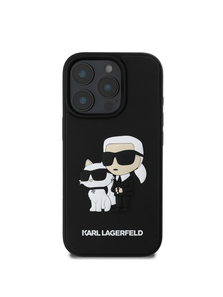 Karl Lagerfeld Karl Lagerfeld 3D Gummi Karl and Choupette Rückseite Hülle für iPhone 16 Pro Max Schwarz