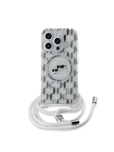 Karl Lagerfeld Karl Lagerfeld IML Monogramm Crossbody K&CH Heads MagSafe Rückseite Hülle für iPhone 15 Pro Max Transparent