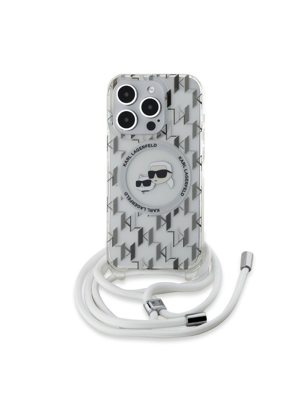 Karl Lagerfeld Karl Lagerfeld IML Monogramm Crossbody K&CH Heads MagSafe Rückseite Hülle für iPhone 15 Pro Max Transparent