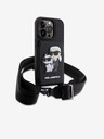 Karl Lagerfeld Karl Lagerfeld Saffiano Crossbody Riemen Karl and Choupette NFT Hülle für iPhone 14 Pro Schwarz