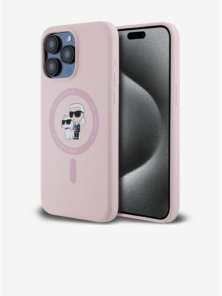 Karl Lagerfeld Rückseite Hülle für iPhone 14 Pro Karl Lagerfeld Liquid Silicone Karl and Choupette Magsafe