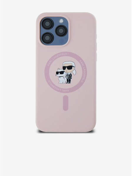 Karl Lagerfeld Rückseite Hülle für iPhone 14 Pro Karl Lagerfeld Liquid Silicone Karl and Choupette Magsafe