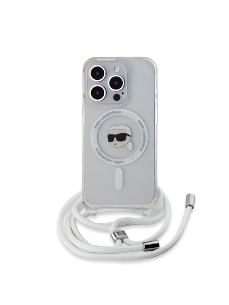 Karl Lagerfeld Karl Lagerfeld IML Crossbody Karl Head MagSafe Rückseite Hülle für iPhone 15 Pro Max Transparent