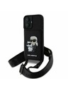 Karl Lagerfeld Karl Lagerfeld Saffiano Crossbody Riemen Karl and Choupette Hülle für iPhone 16 Black
