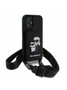 Karl Lagerfeld Karl Lagerfeld Saffiano Crossbody Riemen Karl and Choupette Hülle für iPhone 16 Black