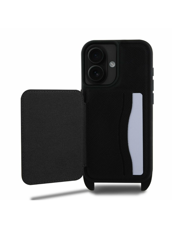 Karl Lagerfeld Karl Lagerfeld Saffiano Crossbody Riemen Karl and Choupette Hülle für iPhone 16 Black